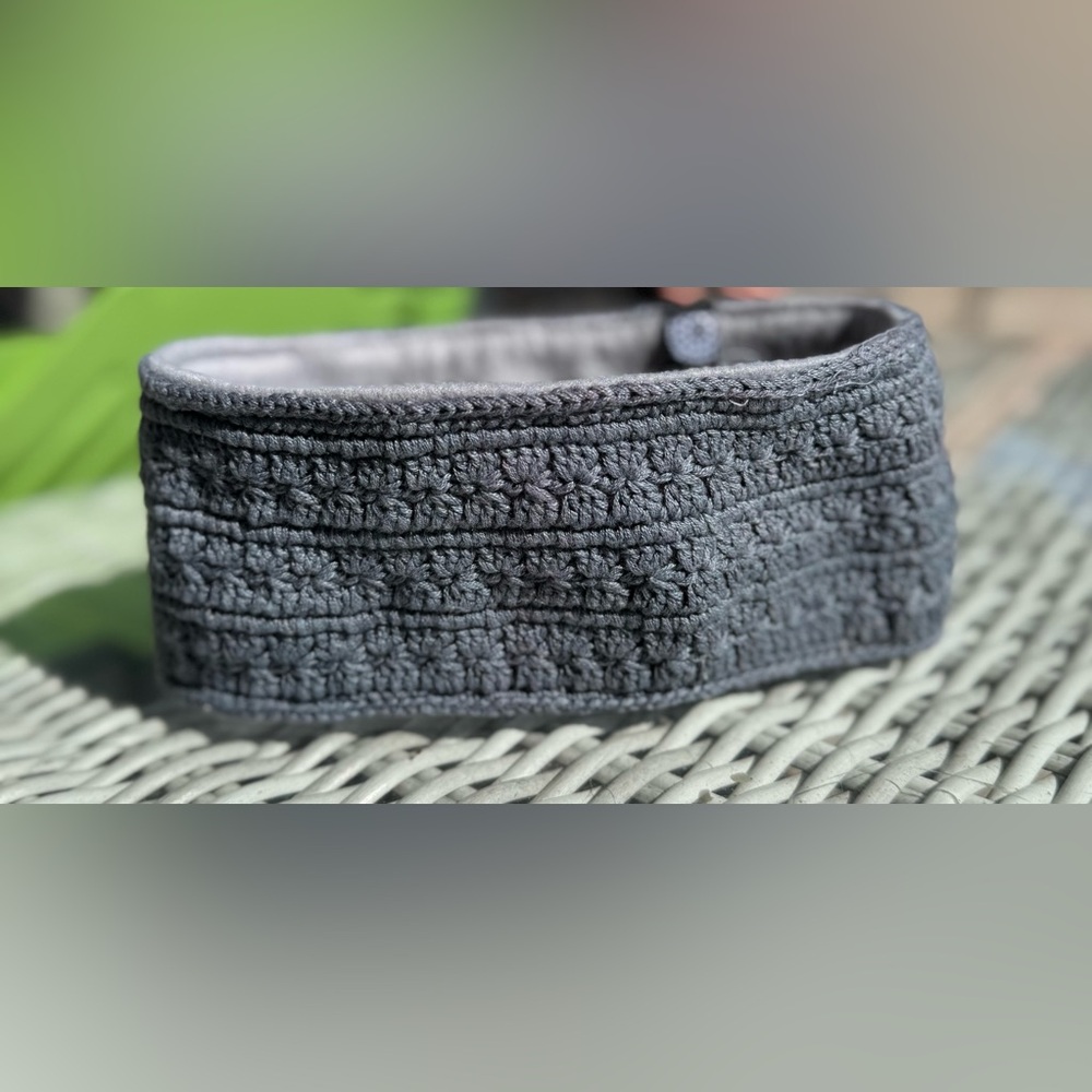 CLEARANCE: POCKETDISC Cable Knit Gray Headband | Fleece Lined | 100% Cotton